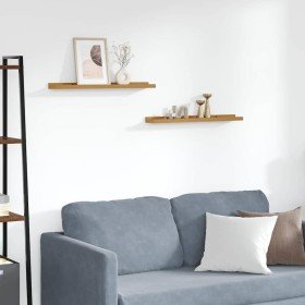 Estante de pared 2 pcs Beige 60 x 9 x 3 cm Madera de ingeniería en Estantes y estanterías | Comprar online en Foro24