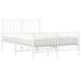Metal bed frame with headboard and white footboard 120x190 cm by , Beds and slatted bases - Ref: Foro24-374501, Price: 92,17 ...