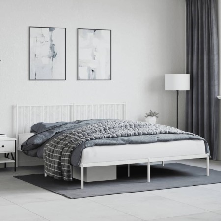 Bettgestell aus Metall mit weißem Kopfteil 180x200 cm von , Betten und Lattenroste - Ref: Foro24-374490, Preis: 106,24 €, Rab...