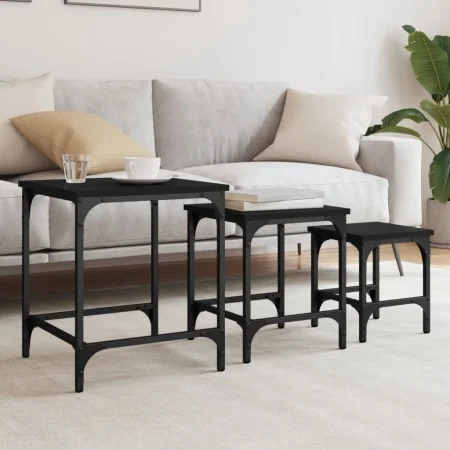 Stackable coffee tables 3 pieces black engineered wood by , Coffee table - Ref: Foro24-838933, Price: 39,93 €, Discount: %