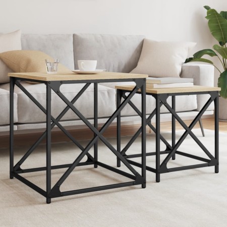 Stapelbare Couchtische 2 Stück aus Holzwerkstoff Sonoma-Eiche von , Couchtisch - Ref: Foro24-838944, Preis: 53,35 €, Rabatt: %