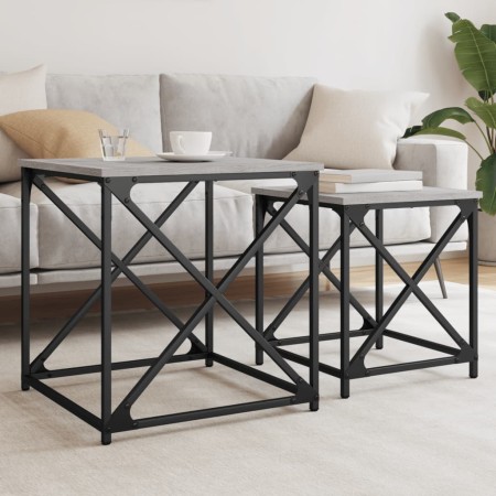 Stapelbare Couchtische 2 Stück Sonoma graues Holzwerkstoff von , Couchtisch - Ref: Foro24-838946, Preis: 55,02 €, Rabatt: %