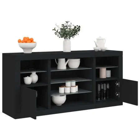 Aparador con luces LED negro 142,5x37x67 cm de , Aparadores - Ref: Foro24-3209087, Precio: 186,99 €, Descuento: %