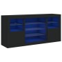 Sideboard with LED lights black 142.5x37x67 cm by , Sideboards - Ref: Foro24-3209087, Price: 192,57 €, Discount: %
