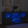 Sideboard with LED lights black 142.5x37x67 cm by , Sideboards - Ref: Foro24-3209087, Price: 192,57 €, Discount: %