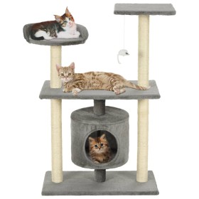Rascador para gatos con postes rascadores de sisal 95 cm gris