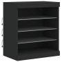 Sideboard with LED lights black 142.5x37x67 cm by , Sideboards - Ref: Foro24-3209087, Price: 192,57 €, Discount: %