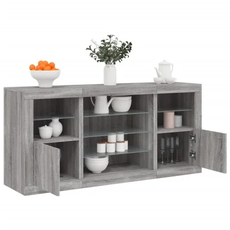 Sideboard mit LED-Leuchten Sonomagrau 142,5x37x67 cm von , Sideboards - Ref: Foro24-3209091, Preis: 161,04 €, Rabatt: %