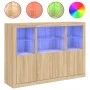 Sideboard with LED light 3 pieces engineered wood sonoma oak by , Sideboards - Ref: Foro24-3209109, Price: 207,41 €, Discount: %