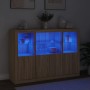Sideboard with LED light 3 pieces engineered wood sonoma oak by , Sideboards - Ref: Foro24-3209109, Price: 210,39 €, Discount: %