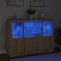 Sideboard with LED light 3 pieces engineered wood sonoma oak by , Sideboards - Ref: Foro24-3209109, Price: 207,41 €, Discount: %