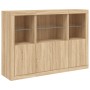 Sideboard with LED light 3 pieces engineered wood sonoma oak by , Sideboards - Ref: Foro24-3209109, Price: 210,39 €, Discount: %