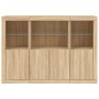 Sideboard with LED light 3 pieces engineered wood sonoma oak by , Sideboards - Ref: Foro24-3209109, Price: 210,39 €, Discount: %