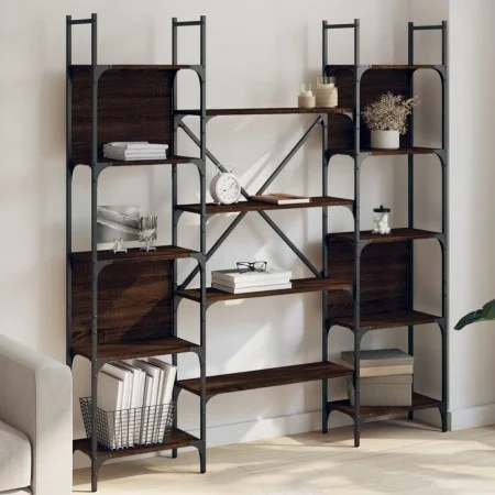 Estantería de madera ingeniería roble ahumado 155,5x24x166,5 cm de , Librerías y estanterías - Ref: Foro24-838862, Precio: 10...