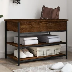 Shoe bench engineered wood smoked oak 70x42.5x50 cm by , Benches for halls and storage - Ref: Foro24-839032, Price: 58,16 €, ...