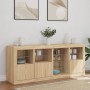 Sideboard with LED lights Sonoma oak 164x37x67 cm by , Sideboards - Ref: Foro24-3209053, Price: 228,33 €, Discount: %