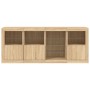 Sideboard with LED lights Sonoma oak 164x37x67 cm by , Sideboards - Ref: Foro24-3209053, Price: 228,33 €, Discount: %