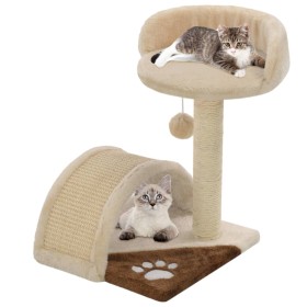 Rascador para gatos con poste de sisal 40 cm beige y marrón