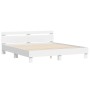 White engineered wood bed frame with headboard 200x200cm by , Beds and slatted bases - Ref: Foro24-3207392, Price: 135,14 €, ...