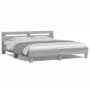Sonoma gray headboard bed frame and LED lights 180x200 cm by , Beds and slatted bases - Ref: Foro24-3207530, Price: 171,13 €,...