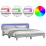 Sonoma gray headboard bed frame and LED lights 180x200 cm by , Beds and slatted bases - Ref: Foro24-3207530, Price: 171,13 €,...