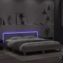 Sonoma gray headboard bed frame and LED lights 180x200 cm by , Beds and slatted bases - Ref: Foro24-3207530, Price: 171,13 €,...