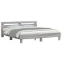 Sonoma gray headboard bed frame and LED lights 180x200 cm by , Beds and slatted bases - Ref: Foro24-3207530, Price: 173,77 €,...