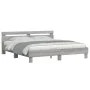 Sonoma gray headboard bed frame and LED lights 180x200 cm by , Beds and slatted bases - Ref: Foro24-3207530, Price: 171,13 €,...