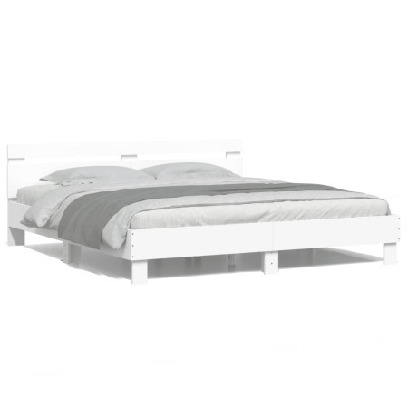 Bettgestell mit Kopfteil und weißen LED-Leuchten 160x200 cm von , Betten und Lattenroste - Ref: Foro24-3207532, Preis: 146,36...