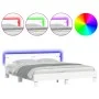 Bed frame with headboard and white LED lights 160x200 cm by , Beds and slatted bases - Ref: Foro24-3207532, Price: 144,41 €, ...