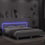 Bettgestell mit Kopfteil und weißen LED-Leuchten 160x200 cm von , Betten und Lattenroste - Ref: Foro24-3207532, Preis: 146,36...