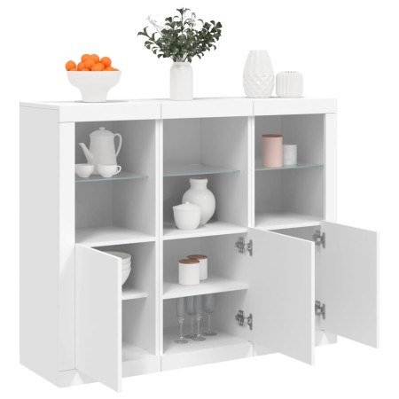 Sideboards mit LED-Beleuchtung, 3 Stück, weißes Holzwerkstoff von , Sideboards - Ref: Foro24-3209100, Preis: 241,64 €, Rabatt: %