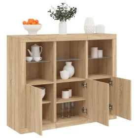 Sideboard mit LED-Licht, 3-teilig, Holzwerkstoff Sonoma-Eiche von , Sideboards - Ref: Foro24-3209102, Preis: 216,99 €, Rabatt: %