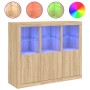 Sideboard mit LED-Licht, 3-teilig, Holzwerkstoff Sonoma-Eiche von , Sideboards - Ref: Foro24-3209102, Preis: 220,98 €, Rabatt: %