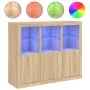 Sideboard with LED light 3 pieces engineered wood sonoma oak by , Sideboards - Ref: Foro24-3209102, Price: 216,99 €, Discount: %