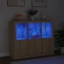 Sideboard with LED light 3 pieces engineered wood sonoma oak by , Sideboards - Ref: Foro24-3209102, Price: 216,99 €, Discount: %