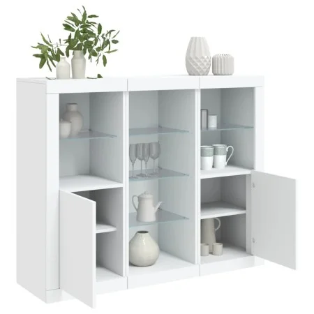 Sideboards mit LED-Beleuchtung, 3 Stück, weißes Holzwerkstoff von , Sideboards - Ref: Foro24-3209121, Preis: 233,13 €, Rabatt: %