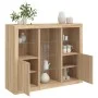 Sideboard with LED light 3 pieces engineered wood sonoma oak by , Sideboards - Ref: Foro24-3209123, Price: 201,31 €, Discount: %