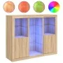Aparador con luz LED 3 piezas madera de ingeniería roble sonoma de , Aparadores - Ref: Foro24-3209123, Precio: 201,54 €, Desc...