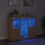 Sideboard with LED light 3 pieces engineered wood sonoma oak by , Sideboards - Ref: Foro24-3209123, Price: 201,31 €, Discount: %