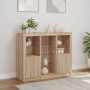 Sideboard with LED light 3 pieces engineered wood sonoma oak by , Sideboards - Ref: Foro24-3209123, Price: 207,01 €, Discount: %