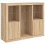 Sideboard with LED light 3 pieces engineered wood sonoma oak by , Sideboards - Ref: Foro24-3209123, Price: 207,01 €, Discount: %
