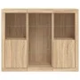 Aparador con luz LED 3 piezas madera de ingeniería roble sonoma de , Aparadores - Ref: Foro24-3209123, Precio: 201,54 €, Desc...