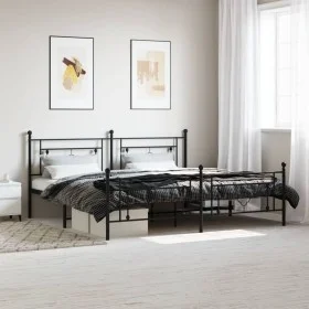 Black metal headboard and footboard bed frame 193x203 cm by , Beds and slatted bases - Ref: Foro24-374363, Price: 133,79 €, D...