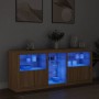 Sideboard with LED lights Sonoma oak 162x37x67 cm by , Sideboards - Ref: Foro24-3209032, Price: 178,14 €, Discount: %