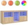 Sideboard with LED lights Sonoma oak 162x37x67 cm by , Sideboards - Ref: Foro24-3209032, Price: 188,99 €, Discount: %