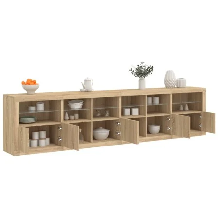 Sideboard with LED lights Sonoma oak 283x37x67 cm by , Sideboards - Ref: Foro24-3209018, Price: 279,59 €, Discount: %