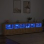 Sideboard with LED lights Sonoma oak 283x37x67 cm by , Sideboards - Ref: Foro24-3209018, Price: 288,96 €, Discount: %