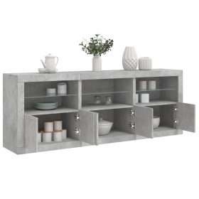 Aparador con luces LED gris hormigón 181,5x37x67 cm de , Aparadores - Ref: Foro24-3209005, Precio: 205,78 €, Descuento: %