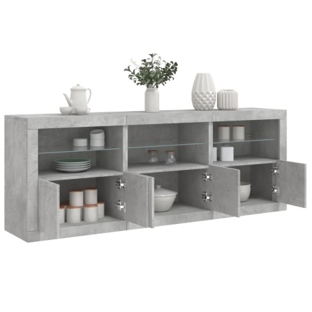 Betongraues Sideboard mit LED-Leuchten 181,5 x 37 x 67 cm von , Sideboards - Ref: Foro24-3209005, Preis: 205,78 €, Rabatt: %